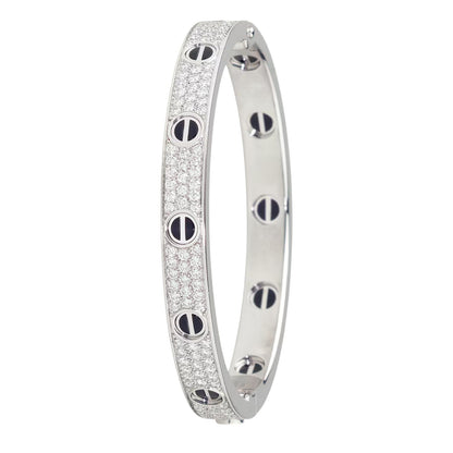 [Peak]CLASSIC 6.1MM LOVE BANGLE - DIAMOND PAVÉ & BLACK CERAMIC