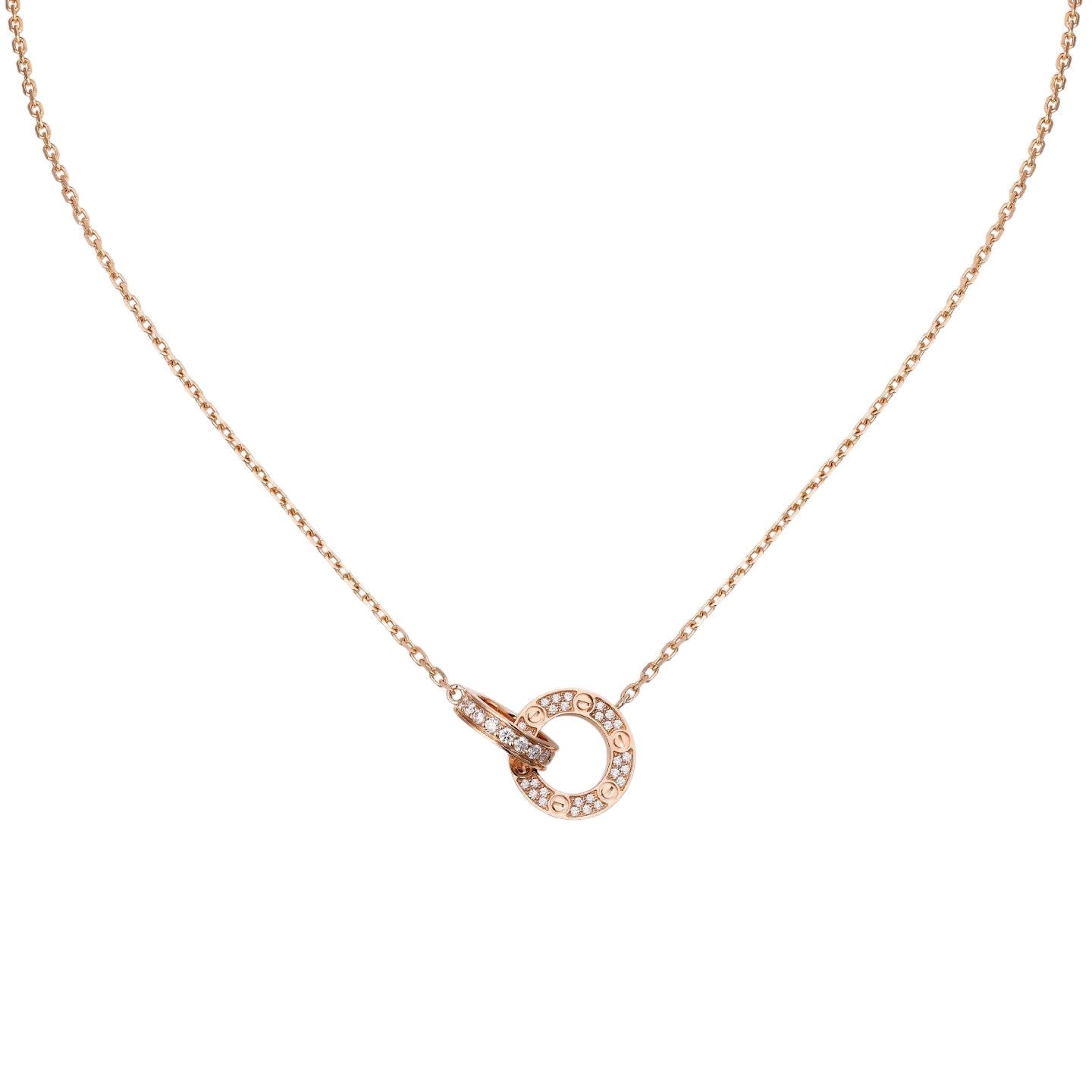 [Peak]LOVE DOUBLE-RING PENDANT FULL-PAVÉ NECKLACE