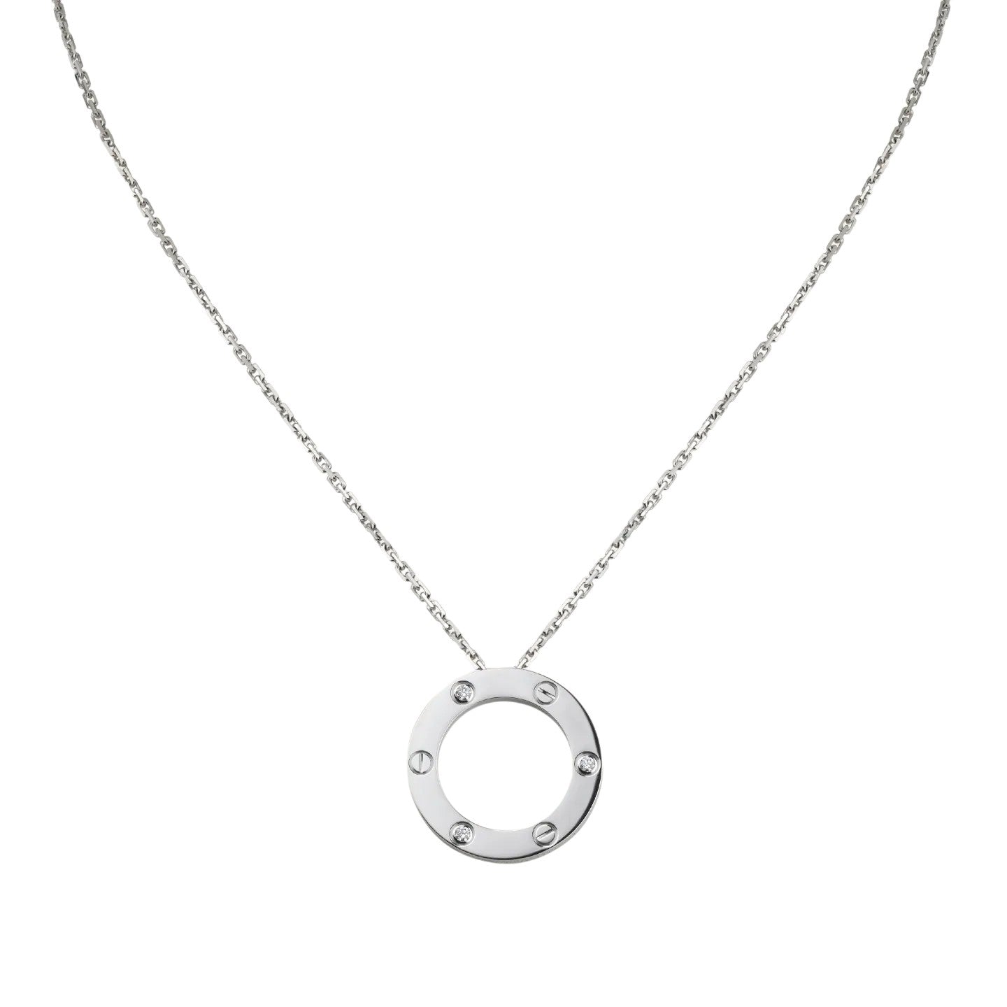 [Peak]LOVE LARGE CIRCULAR PENDANT 3-DIAMOND NECKLACE