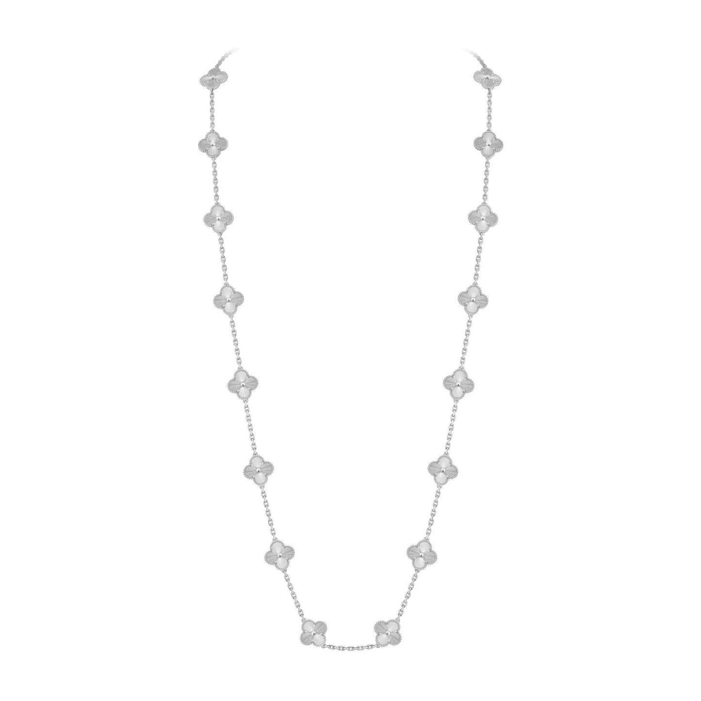 [Peak]CLASSIC 20-MOTIF LUCKY CLOVER LONG NECKLACE WHITE GOLD COLLECTION