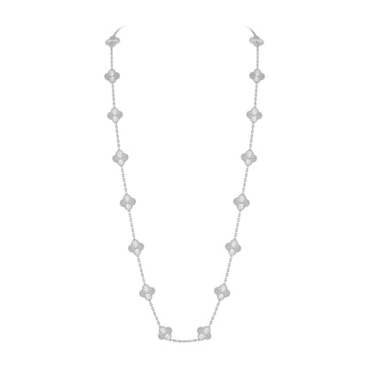 [Peak]CLASSIC 20-MOTIF LUCKY CLOVER LONG NECKLACE WHITE GOLD COLLECTION