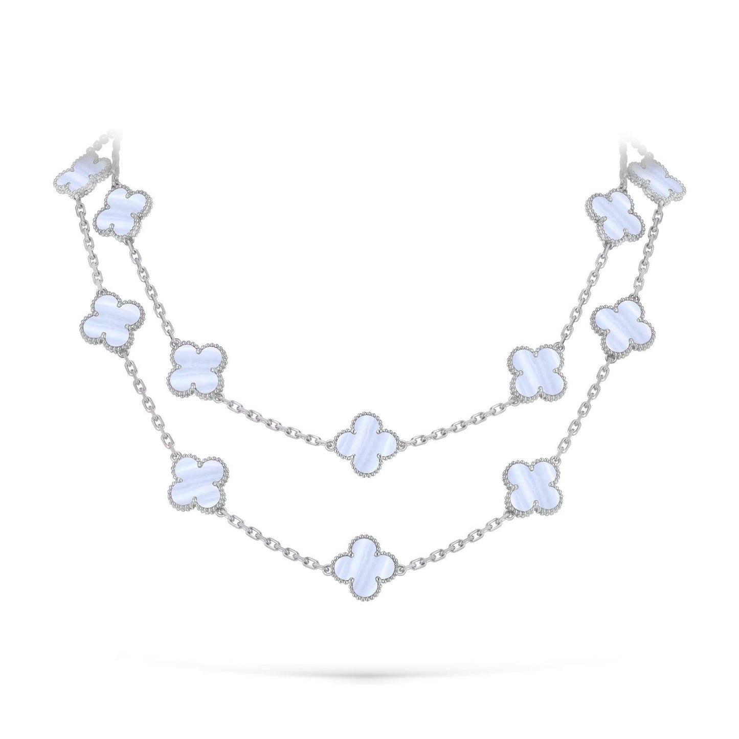[Peak]CLASSIC 20-MOTIF LUCKY CLOVER LONG NECKLACE WHITE GOLD COLLECTION