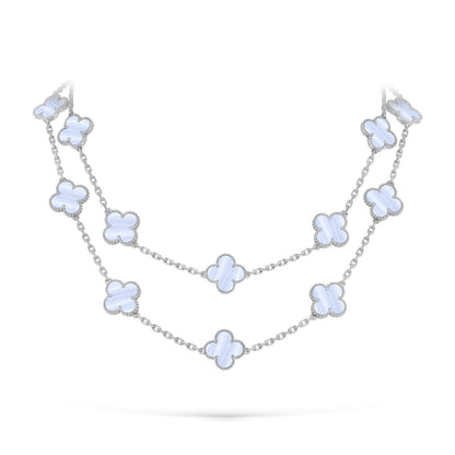 [Peak]CLASSIC 20-MOTIF LUCKY CLOVER LONG NECKLACE WHITE GOLD COLLECTION