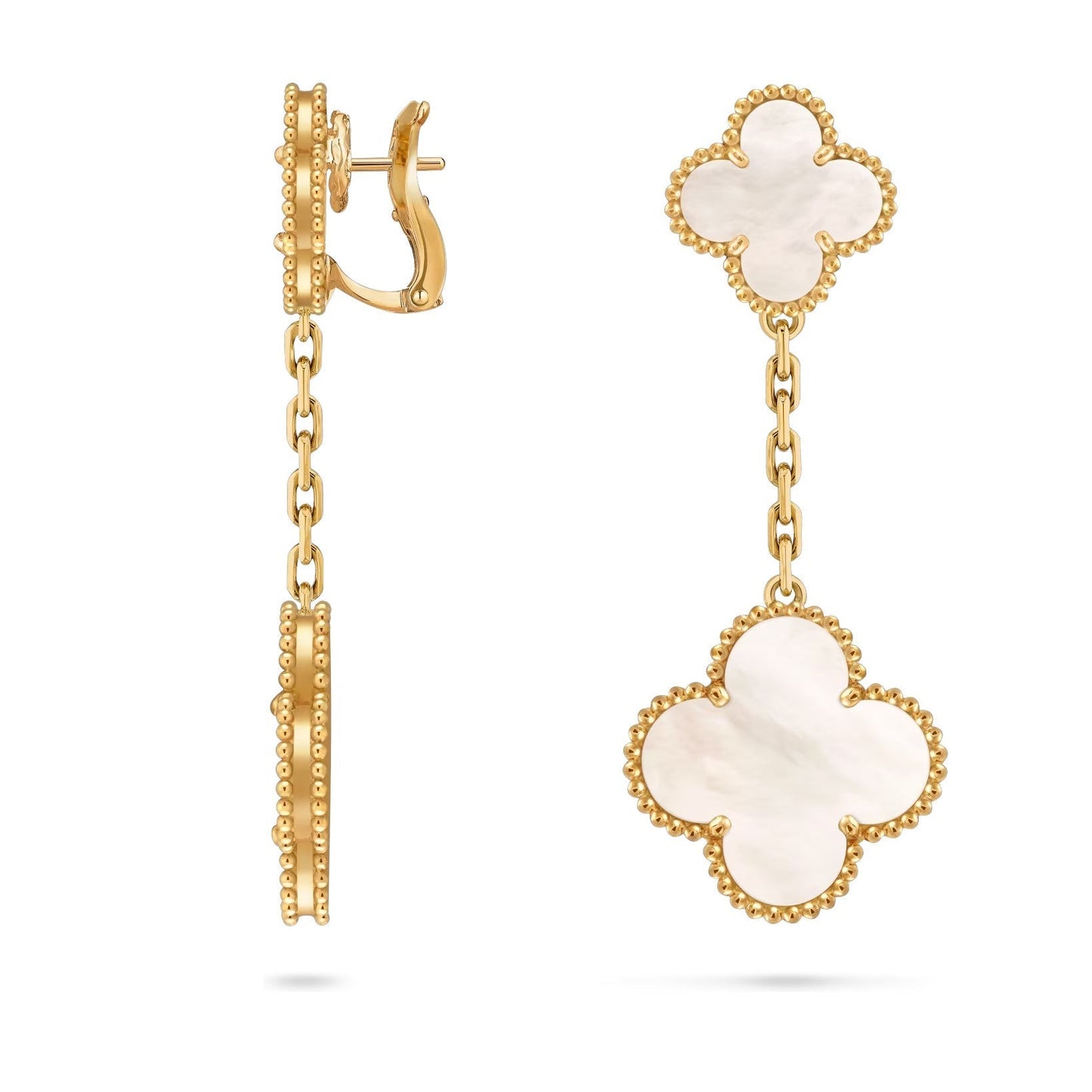 [Peak]CLOVER DUAL-MOTIF STATEMENT STUD EARRINGS - DOUBLE-CHARM COLLECTION