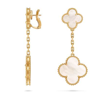 [Peak]CLOVER DUAL-MOTIF STATEMENT STUD EARRINGS - DOUBLE-CHARM COLLECTION