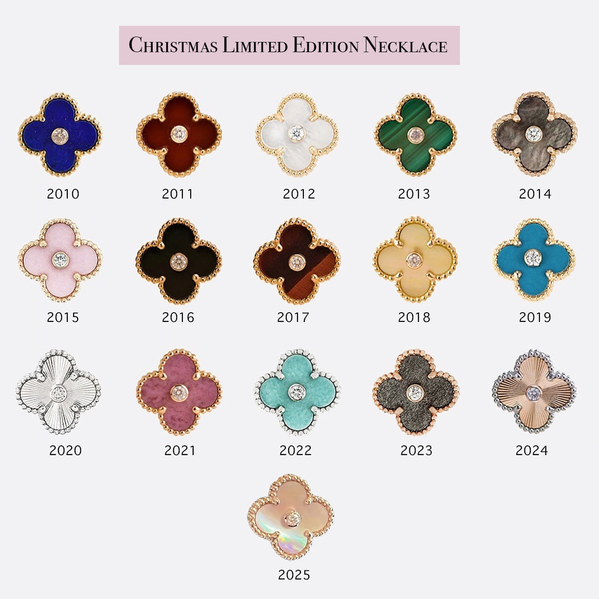 [Peak]LIMITED EDITION CHRISTMAS CLOVER FLOWER NECKLACE - 15MM ANNUAL COLLECTIBLE PENDANT