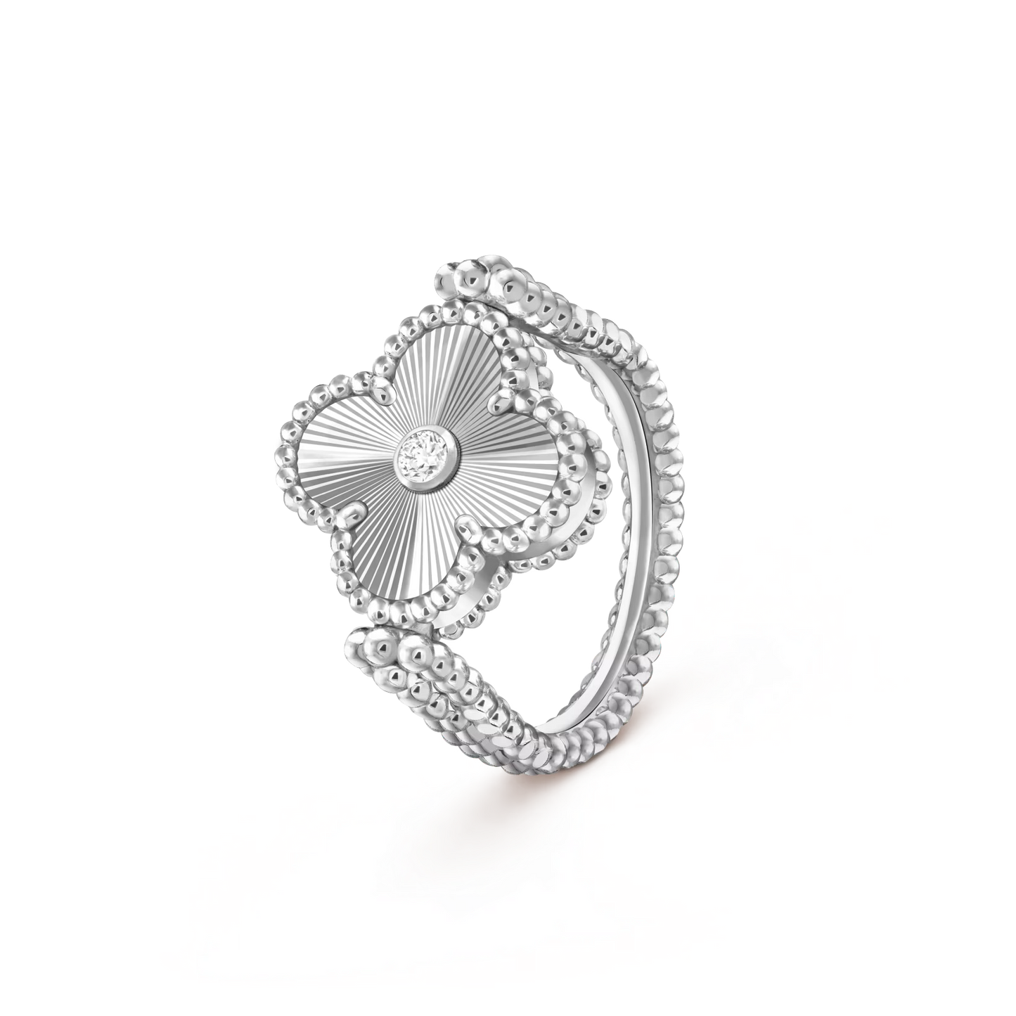 [Peak]LUCKY CLOVER WHITE GOLD REVERSIBLE RING