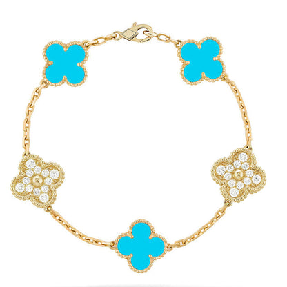 [Peak]LUCKY CLOVER 5-MOTIF BRACELET - TURQUOISE COLLECTION