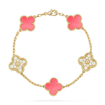 [Peak]LUCKY CLOVER 5-MOTIF BRACELET - PINK MOTHER-OF-PEARL COLLECTION