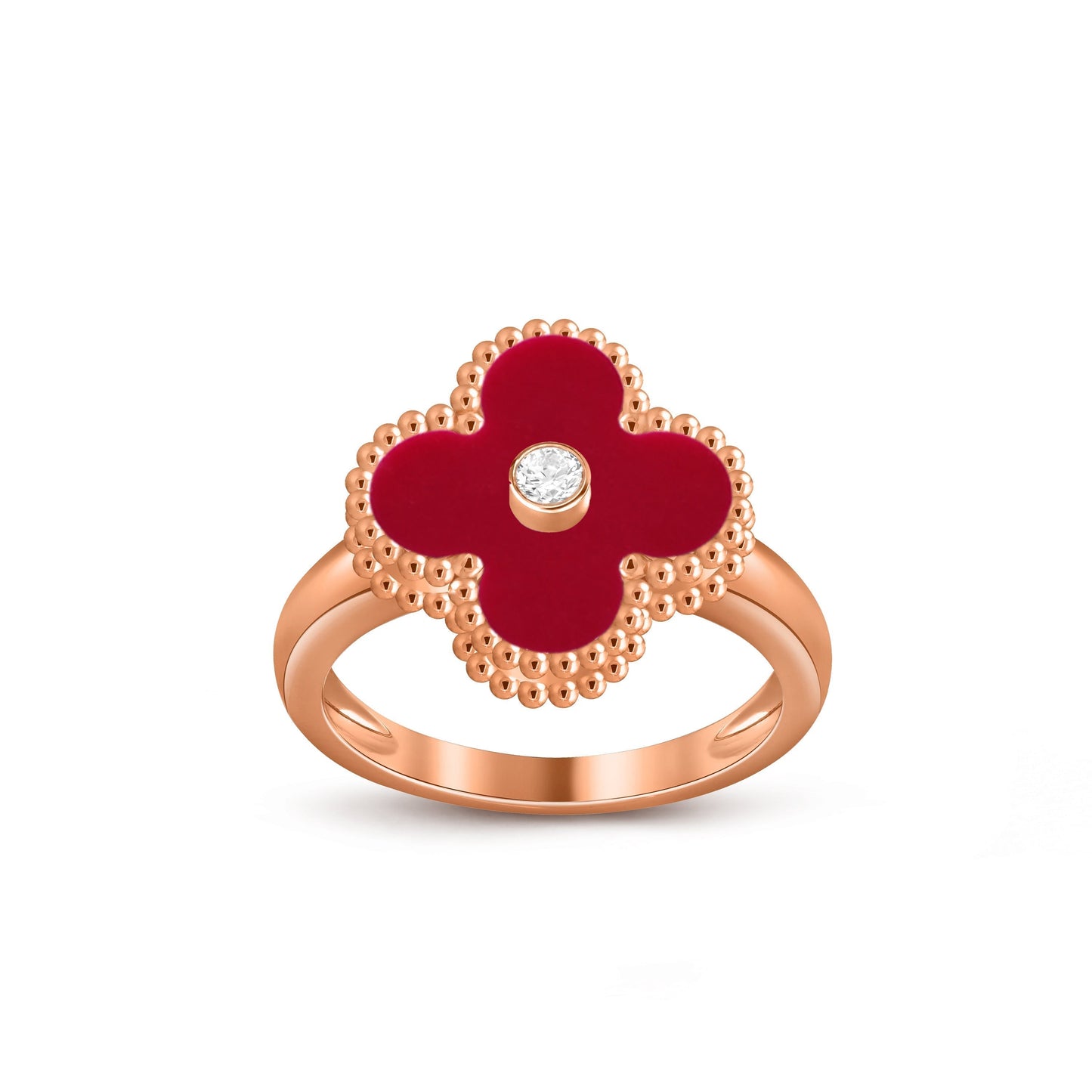 [Peak]LUCKY CLOVER DIAMOND-ACCENT ROSE GOLD RING COLLECTION