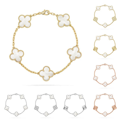 [Peak]LUCKY CLOVER 5-MOTIF BRACELET - WHITE MOTHER-OF-PEARL COLLECTION
