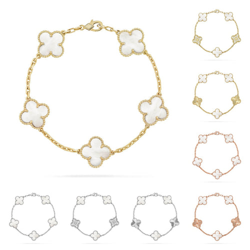 [Peak]LUCKY CLOVER 5-MOTIF BRACELET - WHITE MOTHER-OF-PEARL COLLECTION