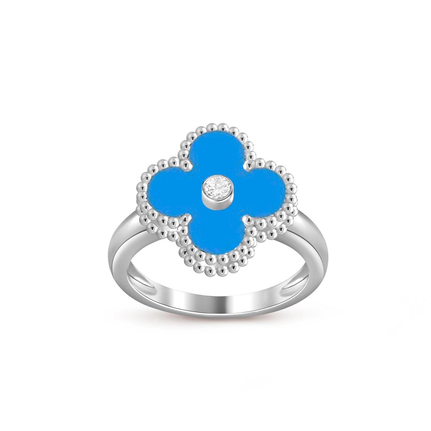 [Peak]LUCKY CLOVER DIAMOND-ACCENT WHITE GOLD RING COLLECTION