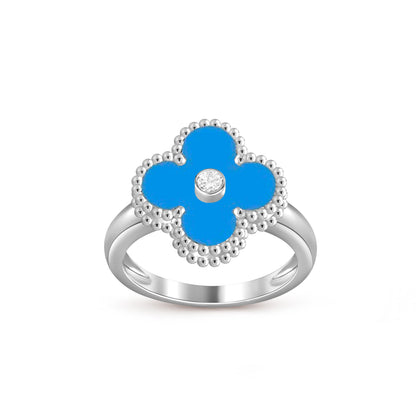 [Peak]LUCKY CLOVER DIAMOND-ACCENT WHITE GOLD RING COLLECTION