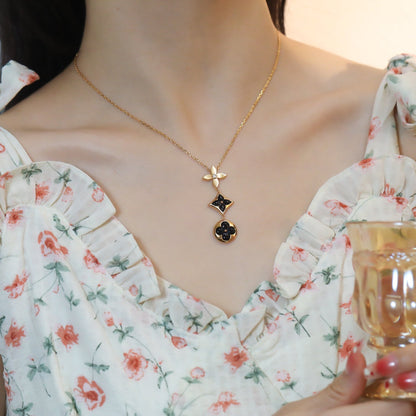 [Peak]STAR AND SUN ONYX ROSE GOLD NECKLACE