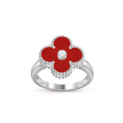 [Peak]LUCKY CLOVER DIAMOND-ACCENT WHITE GOLD RING COLLECTION