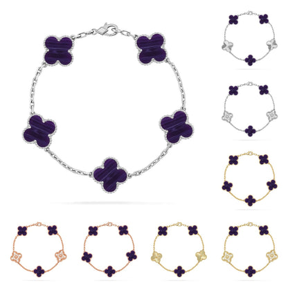 [Peak]LUCKY CLOVER 5-MOTIF BRACELET - CHAROITE COLLECTION