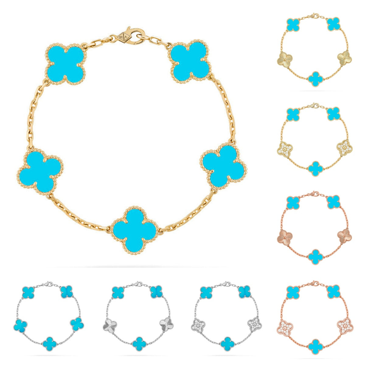 [Peak]LUCKY CLOVER 5-MOTIF BRACELET - TURQUOISE COLLECTION