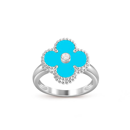 [Peak]LUCKY CLOVER DIAMOND-ACCENT WHITE GOLD RING COLLECTION