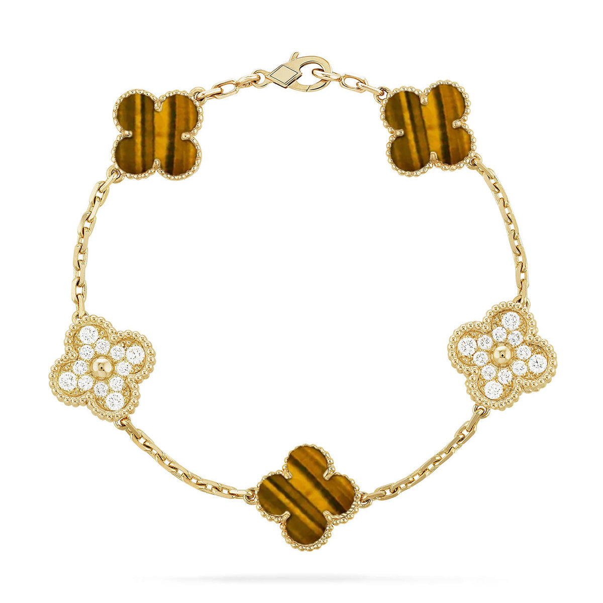 [Peak]LUCKY CLOVER 5-MOTIF BRACELET -  TIGER’S EYE COLLECTION