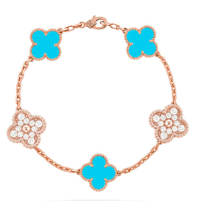 [Peak]LUCKY CLOVER 5-MOTIF BRACELET - TURQUOISE COLLECTION