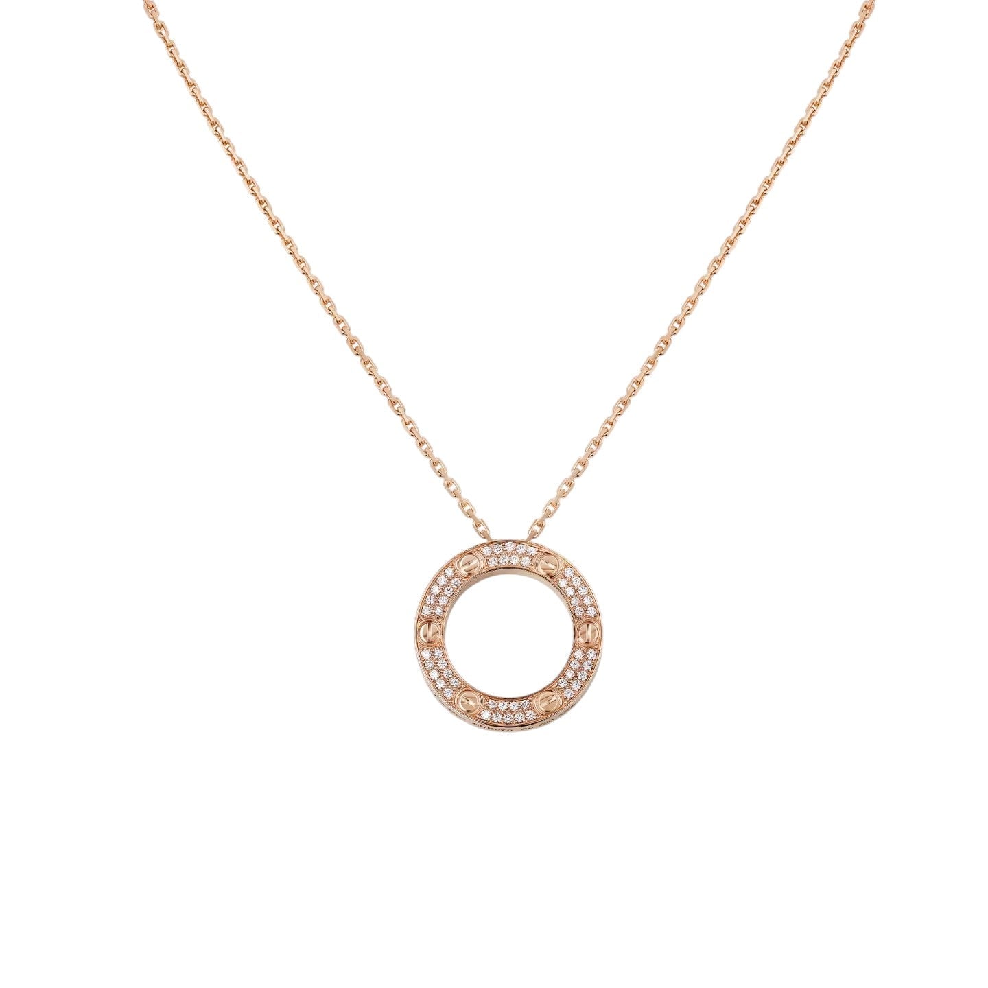 [Peak]LOVE LARGE CIRCULAR PENDANT FULL-PAVÉ DIAMOND NECKLACE