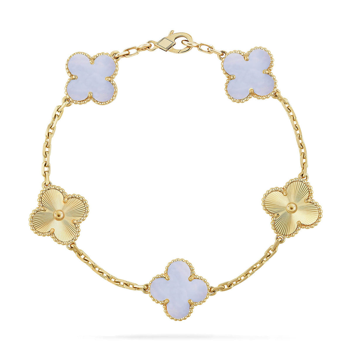 [Peak]LUCKY CLOVER 5-MOTIF BRACELET - PURPLE CHALCEDONY COLLECTION