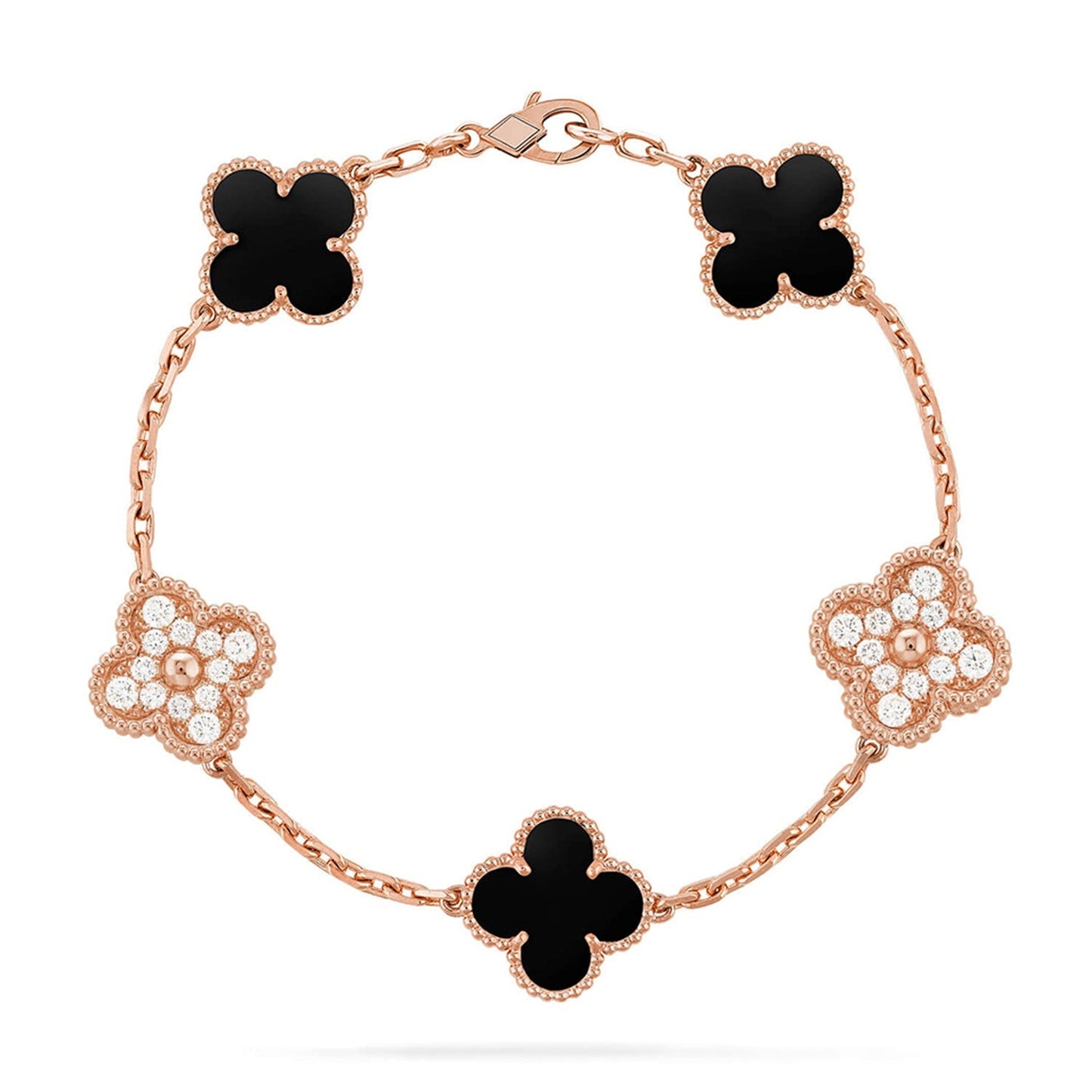 [Peak]LUCKY CLOVER 5-MOTIF BRACELET - BLACK OXNY COLLECTION