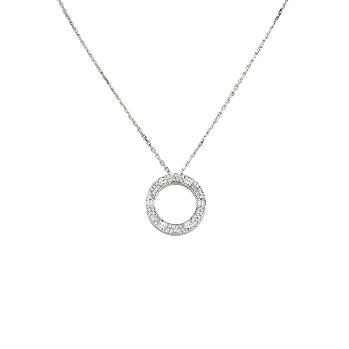 [Peak]LOVE LARGE CIRCULAR PENDANT FULL-PAVÉ DIAMOND NECKLACE