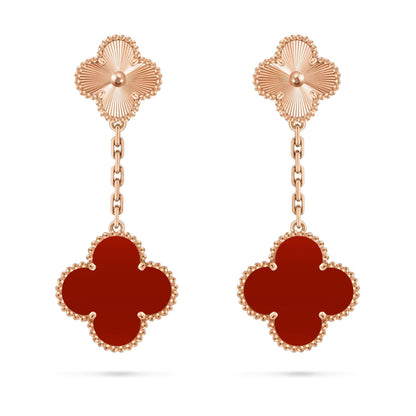 [Peak]CLOVER DUAL-MOTIF STATEMENT STUD EARRINGS - DOUBLE-CHARM COLLECTION