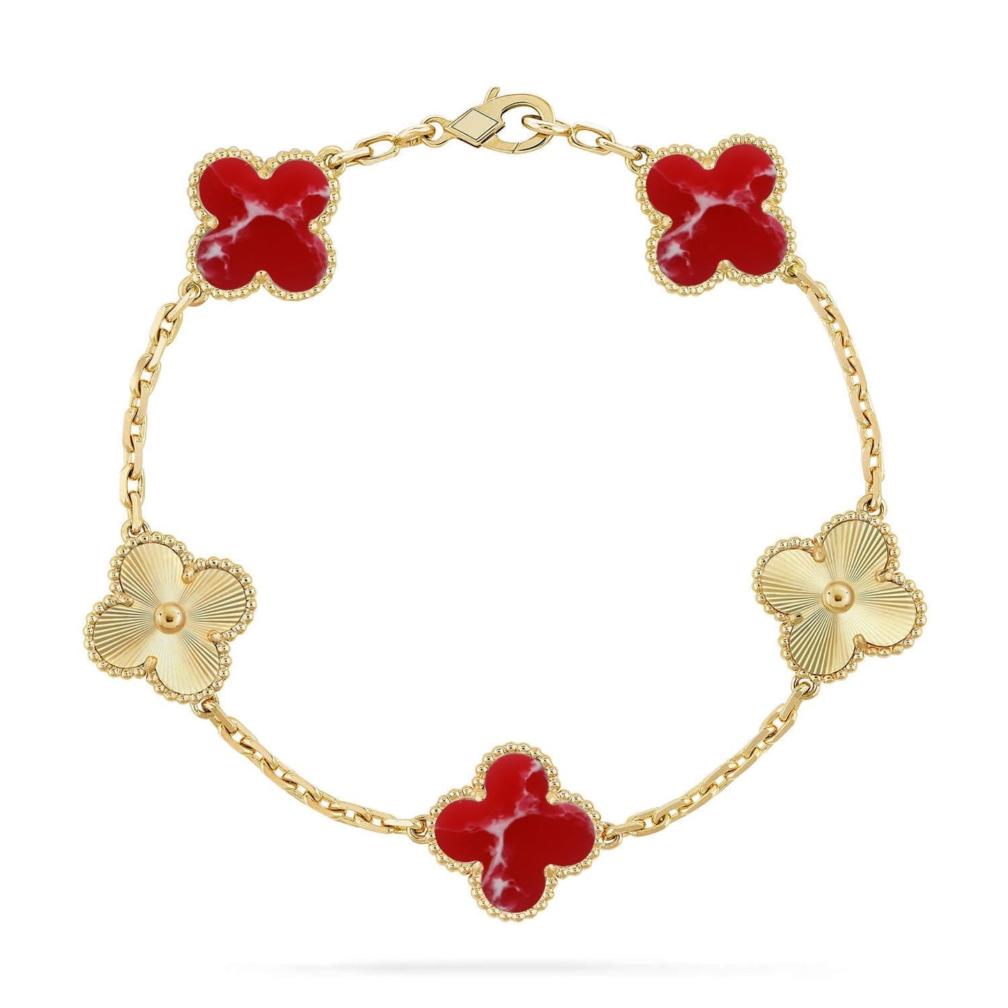 [Peak]LUCKY CLOVER 5-MOTIF BRACELET - RED LARIMAR COLLECTION