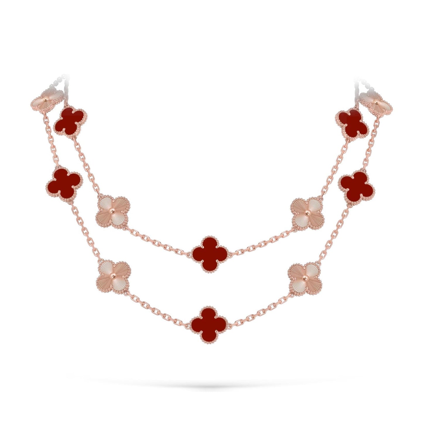 [Peak]CLASSIC 20-MOTIF LUCKY CLOVER LONG NECKLACE ROSE GOLD COLLECTION