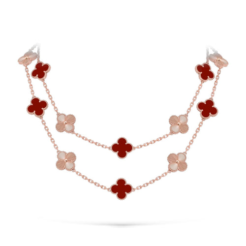 [Peak]CLASSIC 20-MOTIF LUCKY CLOVER LONG NECKLACE ROSE GOLD COLLECTION