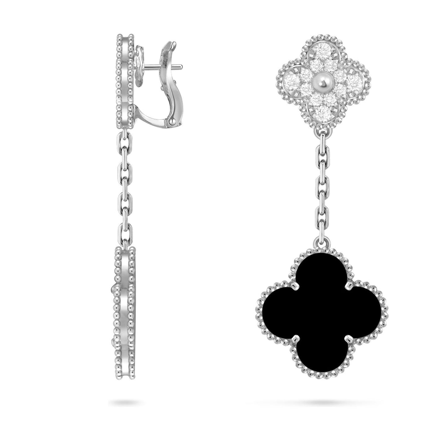 [Peak]CLOVER DUAL-MOTIF STATEMENT STUD EARRINGS - DOUBLE-CHARM COLLECTION