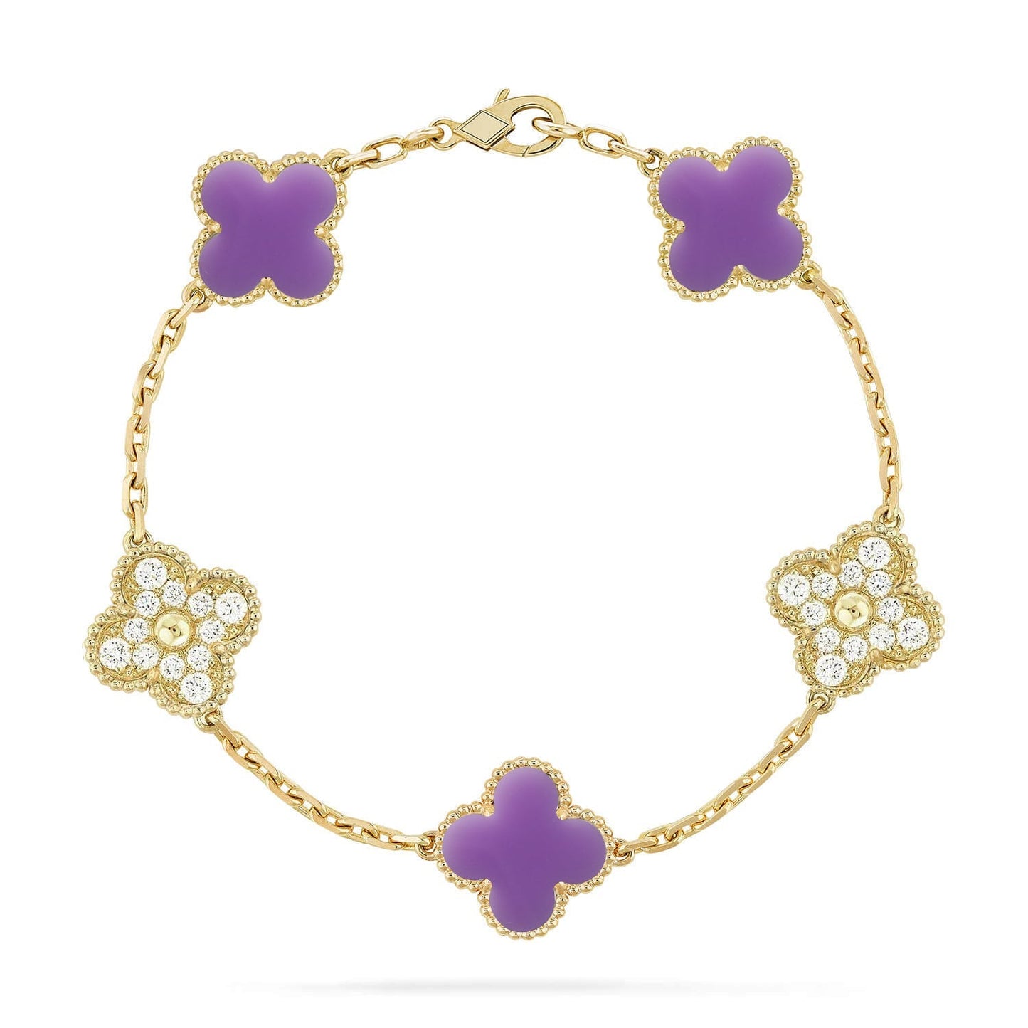 [Peak]LUCKY CLOVER 5-MOTIF BRACELET - LAVENDER COLLECTION