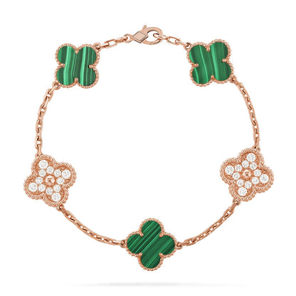 [Peak]LUCKY CLOVER 5-MOTIF BRACELET - MALACHITE COLLECTION