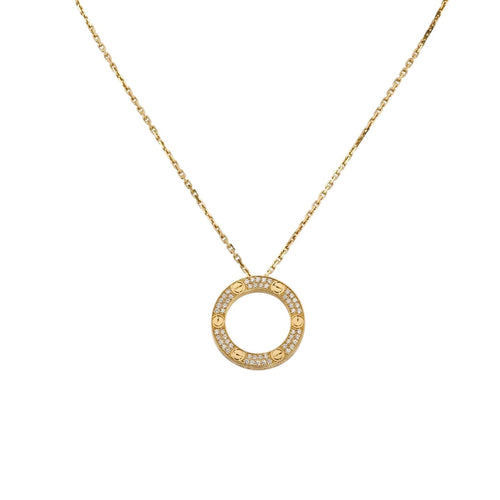 [Peak]LOVE LARGE CIRCULAR PENDANT FULL-PAVÉ DIAMOND NECKLACE