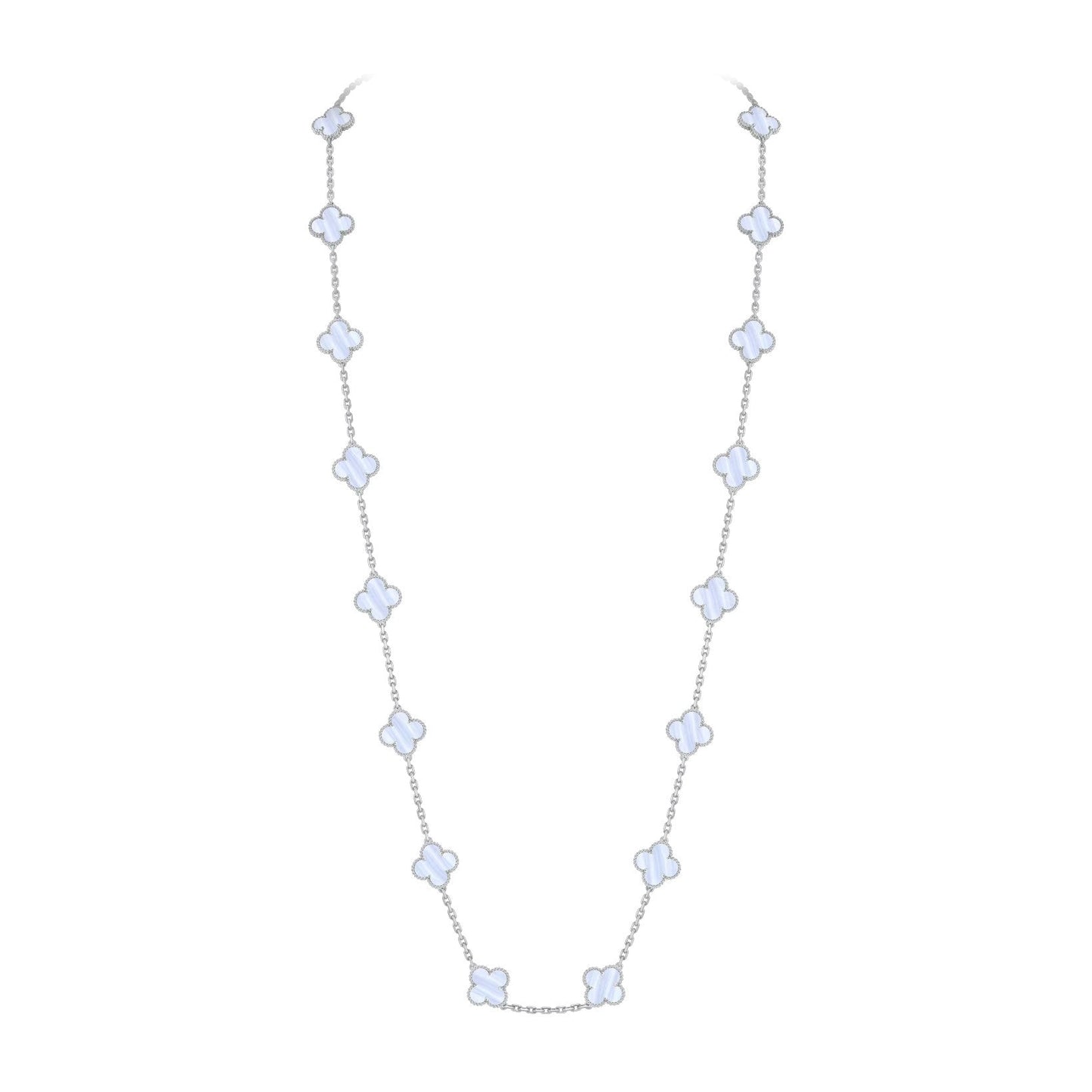 [Peak]CLASSIC 20-MOTIF LUCKY CLOVER LONG NECKLACE WHITE GOLD COLLECTION