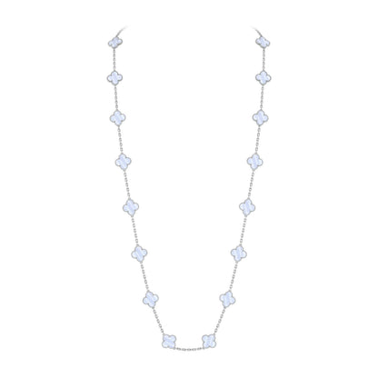 [Peak]CLASSIC 20-MOTIF LUCKY CLOVER LONG NECKLACE WHITE GOLD COLLECTION