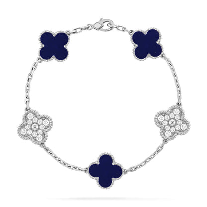 [Peak]LUCKY CLOVER 5-MOTIF BRACELET - LAPIS LAZULI COLLECTION