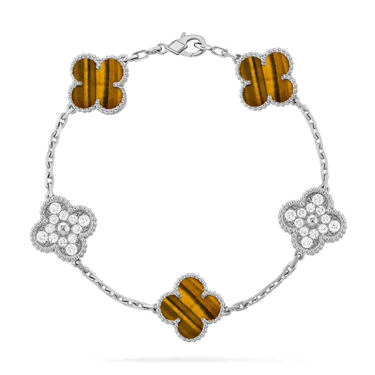 [Peak]LUCKY CLOVER 5-MOTIF BRACELET -  TIGER’S EYE COLLECTION