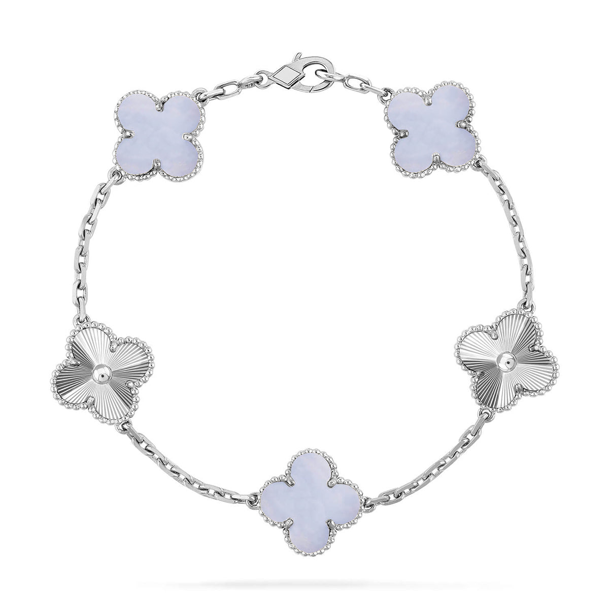 [Peak]LUCKY CLOVER 5-MOTIF BRACELET - PURPLE CHALCEDONY COLLECTION
