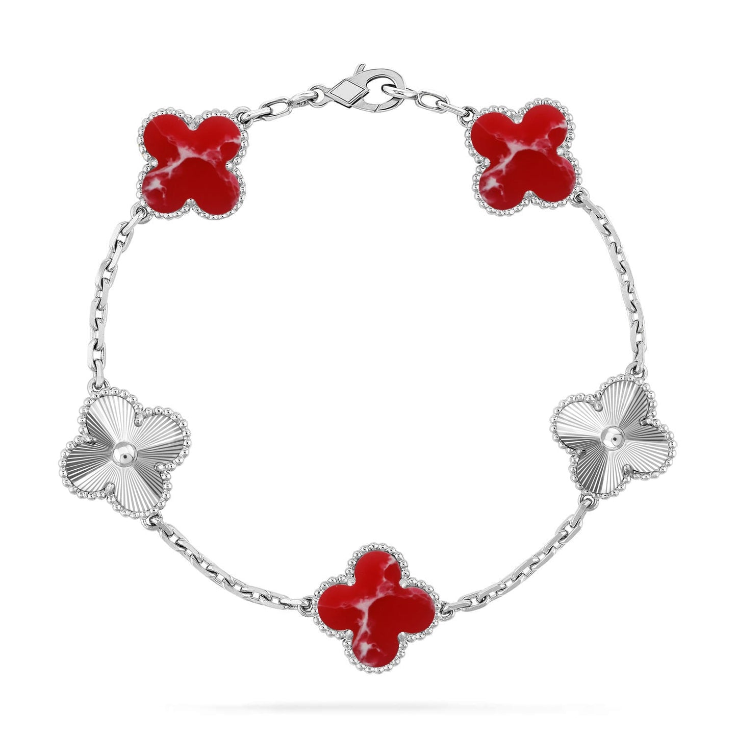 [Peak]LUCKY CLOVER 5-MOTIF BRACELET - RED LARIMAR COLLECTION
