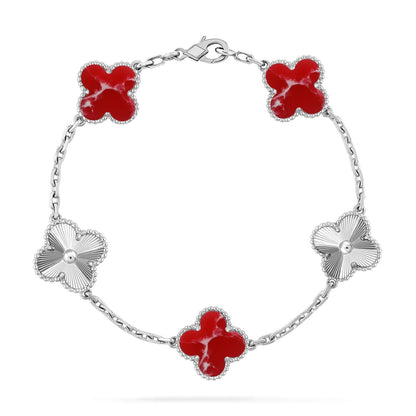 [Peak]LUCKY CLOVER 5-MOTIF BRACELET - RED LARIMAR COLLECTION