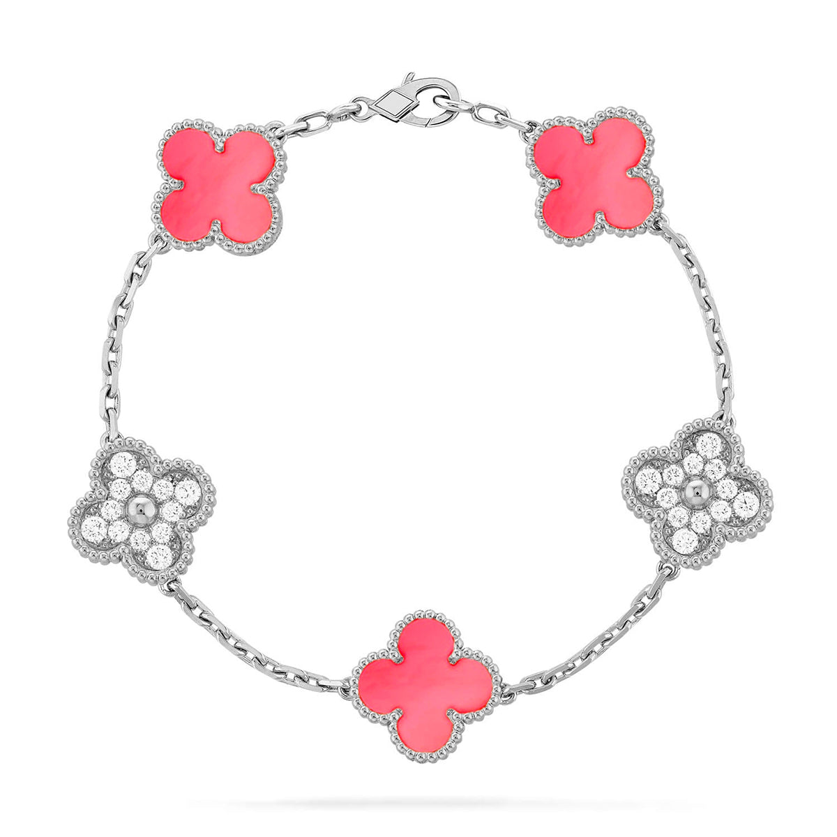 [Peak]LUCKY CLOVER 5-MOTIF BRACELET - PINK MOTHER-OF-PEARL COLLECTION