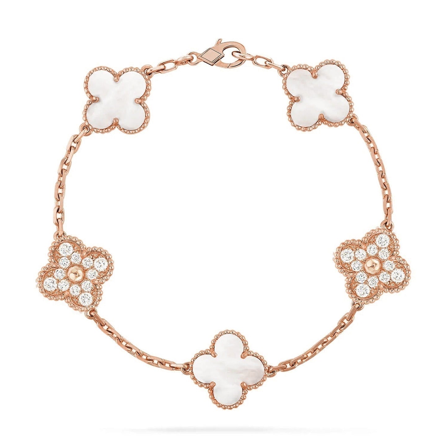 [Peak]LUCKY CLOVER 5-MOTIF BRACELET - WHITE MOTHER-OF-PEARL COLLECTION