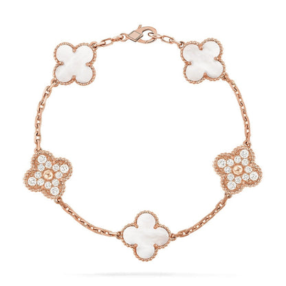 [Peak]LUCKY CLOVER 5-MOTIF BRACELET - WHITE MOTHER-OF-PEARL COLLECTION