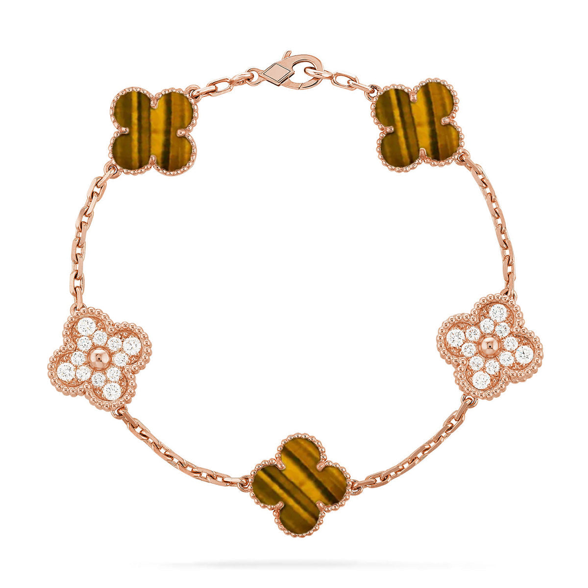 [Peak]LUCKY CLOVER 5-MOTIF BRACELET -  TIGER’S EYE COLLECTION