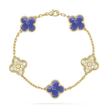 [Peak]LUCKY CLOVER 5-MOTIF BRACELET - BLUE LARIMAR COLLECTION