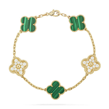 [Peak]LUCKY CLOVER 5-MOTIF BRACELET - MALACHITE COLLECTION